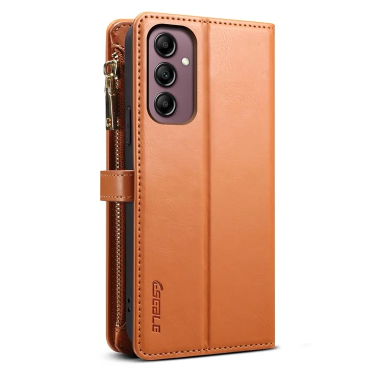 Capa de telefone de couro com zíper da série Galaxy ESEBLE para Samsung Galaxy A26 5G com bloqueio RFID - Marrom