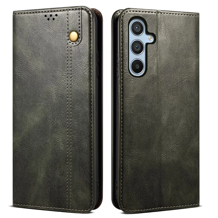 Étui pour Samsung Galaxy A26 5G, texture de cheval fou, cuir cireux, support portefeuille - Vert