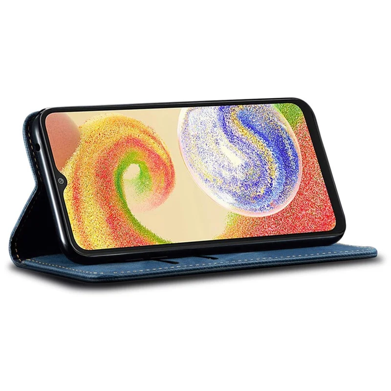 For Samsung Galaxy A26 5G Case Jeans Cloth Texture Anti-Scratch Leather Stand Phone Cover - Blue