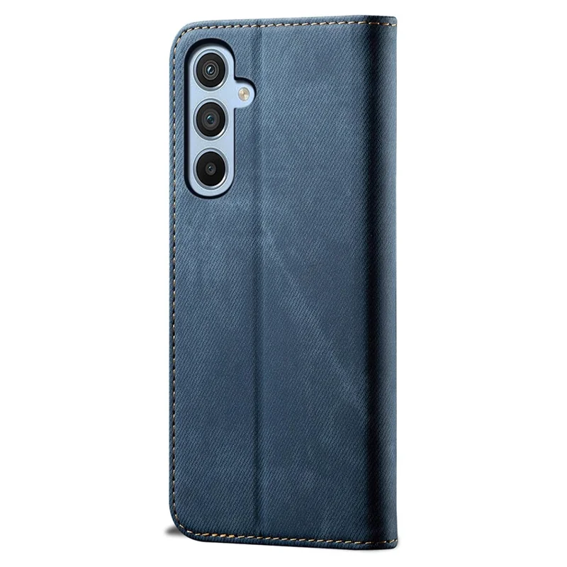 For Samsung Galaxy A26 5G Case Jeans Cloth Texture Anti-Scratch Leather Stand Phone Cover - Blue