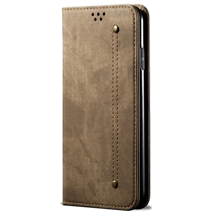 For Honor 300 Pro Case Jeans Cloth Texture Anti-Scratch Leather Stand Phone Cover - Khaki
