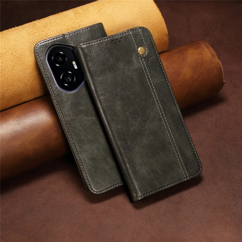 Capa Para Honor 300 Textura de Cavalo Louco Couro Encerado Carteira com Suporte para Celular - Verde