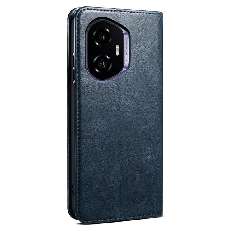 For Honor 300 Case Crazy Horse Texture Waxy Leather Wallet Stand Phone Cover - Blue
