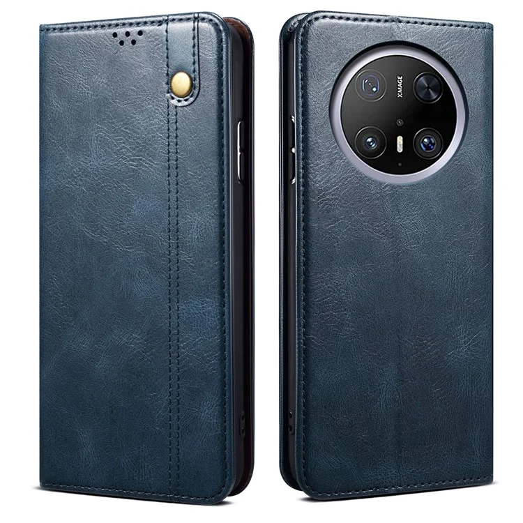 Funda para Huawei Mate 70 Pro / Mate 70 Pro+ Textura de caballo loco Cuero encerado Cartera Soporte Funda de teléfono - Azul