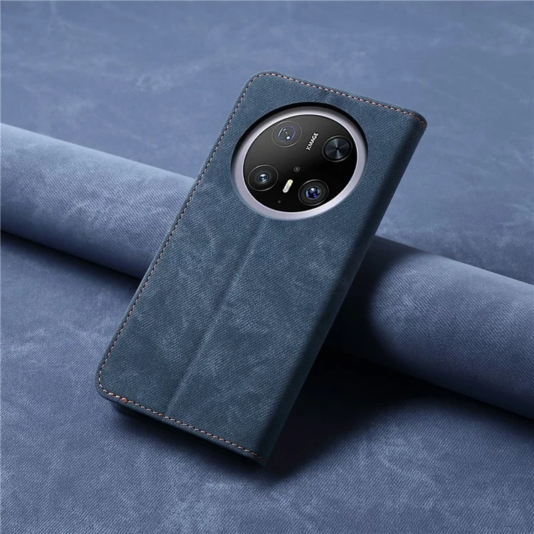 Étui pour Huawei Mate 70 Pro / Mate 70 Pro+ en tissu jean avec texture antidérapante et support - Bleu