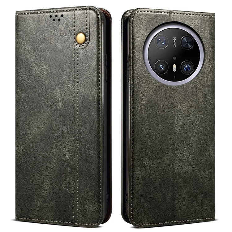 For Huawei Mate 70 Case Crazy Horse Texture Waxy Leather Wallet Stand Phone Cover - Green