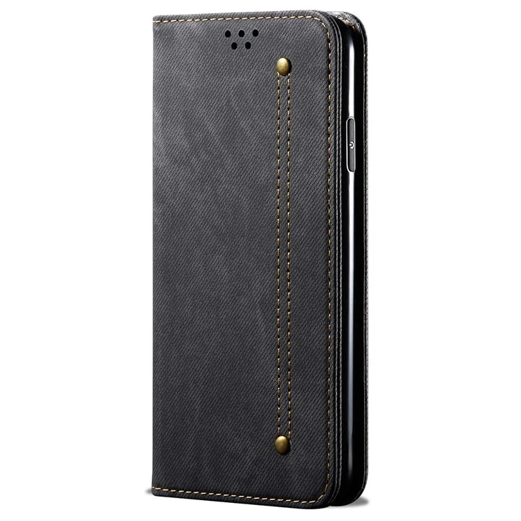 For Huawei Mate 70 Case Jeans Cloth Texture Anti-Scratch Leather Stand Phone Cover - Black