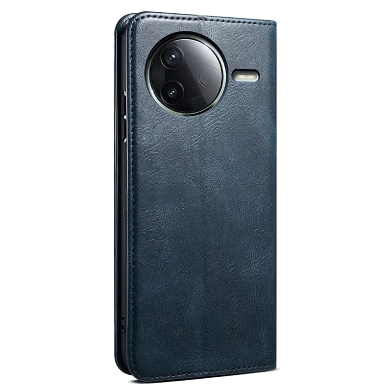 Étui pour Xiaomi Redmi K80 Pro 5G - Texture de cheval fou, cuir ciré, support portefeuille - Bleu