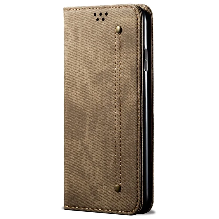 Custodia per Xiaomi Redmi K80 Pro 5G in tessuto jeans, con texture antiscivolo e supporto - Kaki