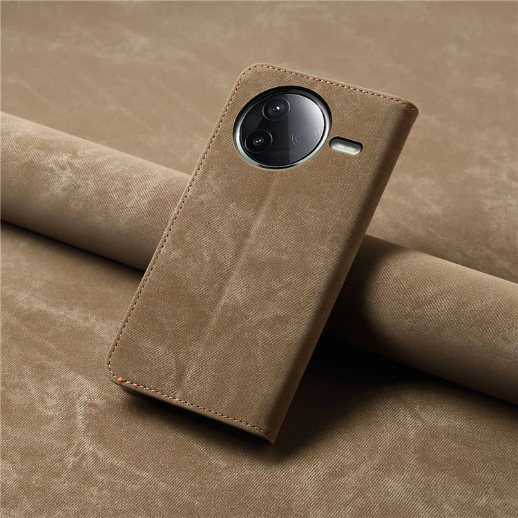 Custodia per Xiaomi Redmi K80 Pro 5G in tessuto jeans, con texture antiscivolo e supporto - Kaki