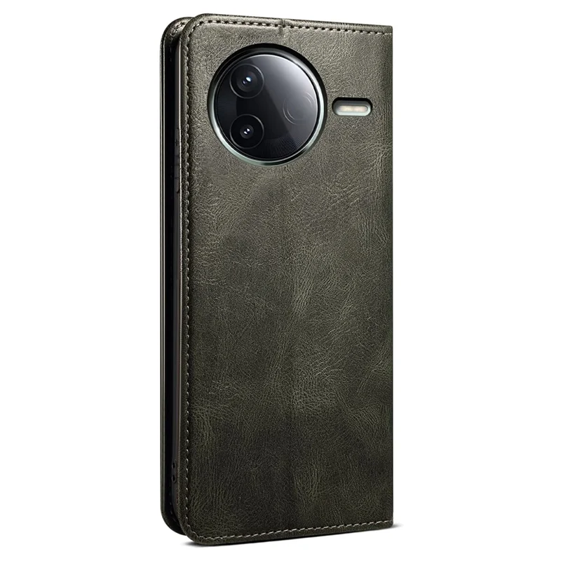 Étui pour Xiaomi Redmi K80 5G, texture de cheval fou, cuir cireux, support portefeuille - Vert