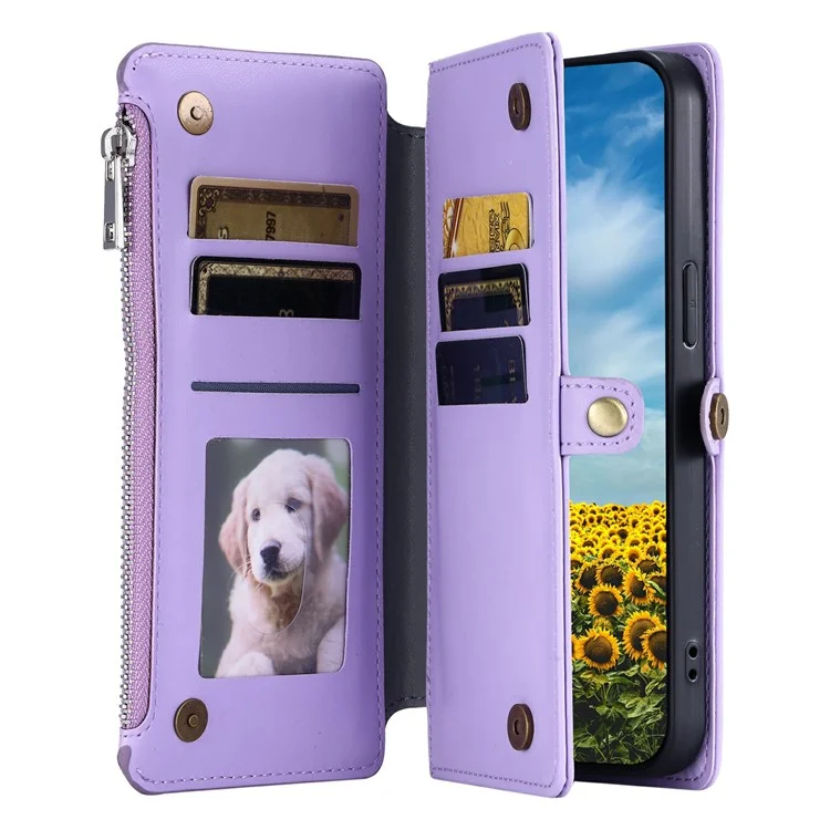 015 Stile per Motorola Moto G75 5G Custodia TPU+PU Pelle Portafoglio Cover Telefonica con Cinghie - Viola