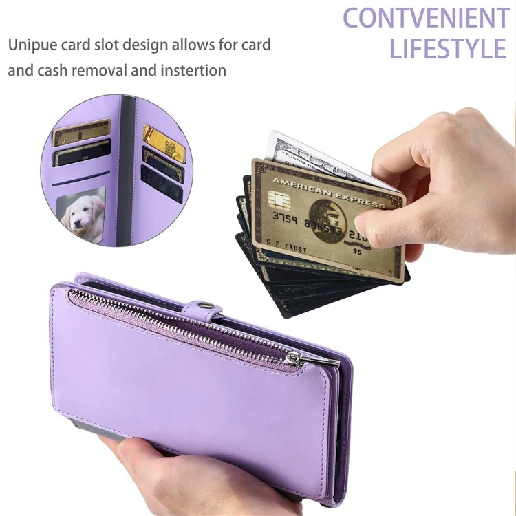 015 Stile per Motorola Moto G75 5G Custodia TPU+PU Pelle Portafoglio Cover Telefonica con Cinghie - Viola