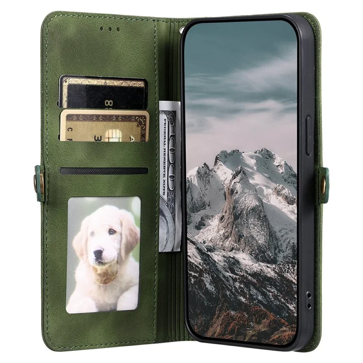 Estilo 016 Para Motorola Moto G75 5G Capa Pele de Sensação Totem Gravada Carteira de Couro Capa de Telefone - Verde Escuro