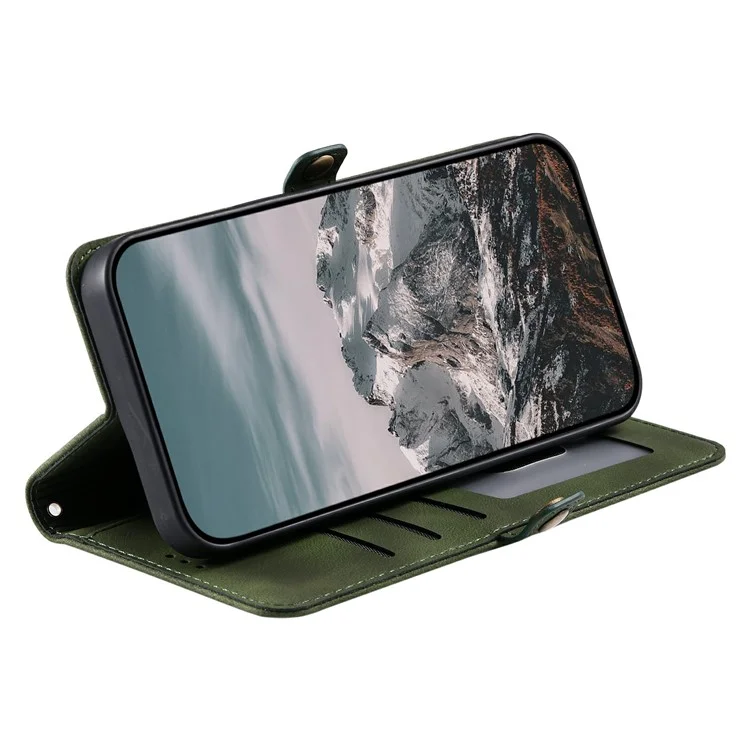Estilo 016 Para Motorola Moto G75 5G Capa Pele de Sensação Totem Gravada Carteira de Couro Capa de Telefone - Verde Escuro