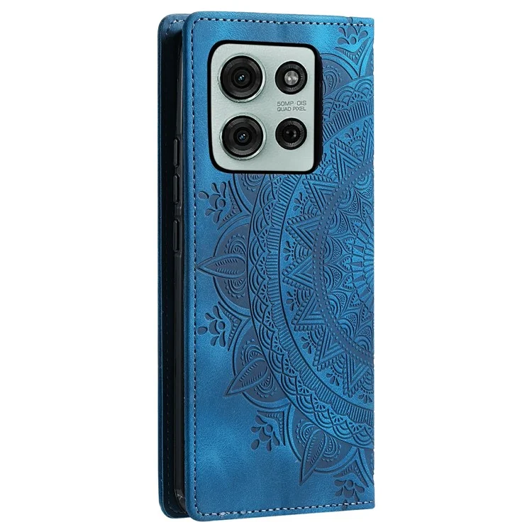 Style-010 Magnetisch schließende Lederhülle mit Muster für Motorola Moto G75 5G - Blau