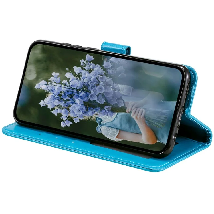 Étui pour Motorola Moto G75 5G, en cuir PU avec impression totem, support portefeuille - Bleu
