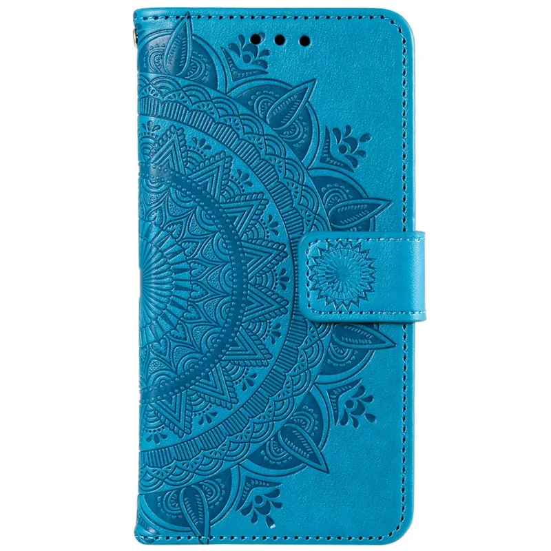 Étui pour Motorola Moto G75 5G, en cuir PU avec impression totem, support portefeuille - Bleu