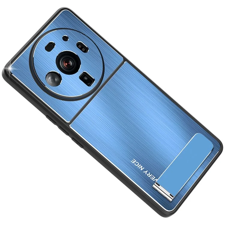 Para Xiaomi 12S Ultra 5G Kickstand Case de Telefone TPU Bumper Bumped Aluminum Light Back Anti-drop Tampa - Azul