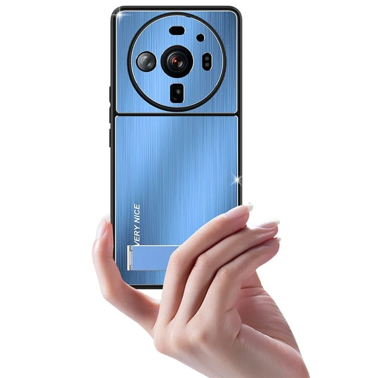 Para Xiaomi 12S Ultra 5G Kickstand Case de Telefone TPU Bumper Bumped Aluminum Light Back Anti-drop Tampa - Azul