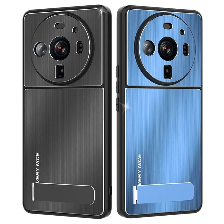 Para Xiaomi 12S Ultra 5G Kickstand Case de Telefone TPU Bumper Bumped Aluminum Light Back Anti-drop Tampa - Azul
