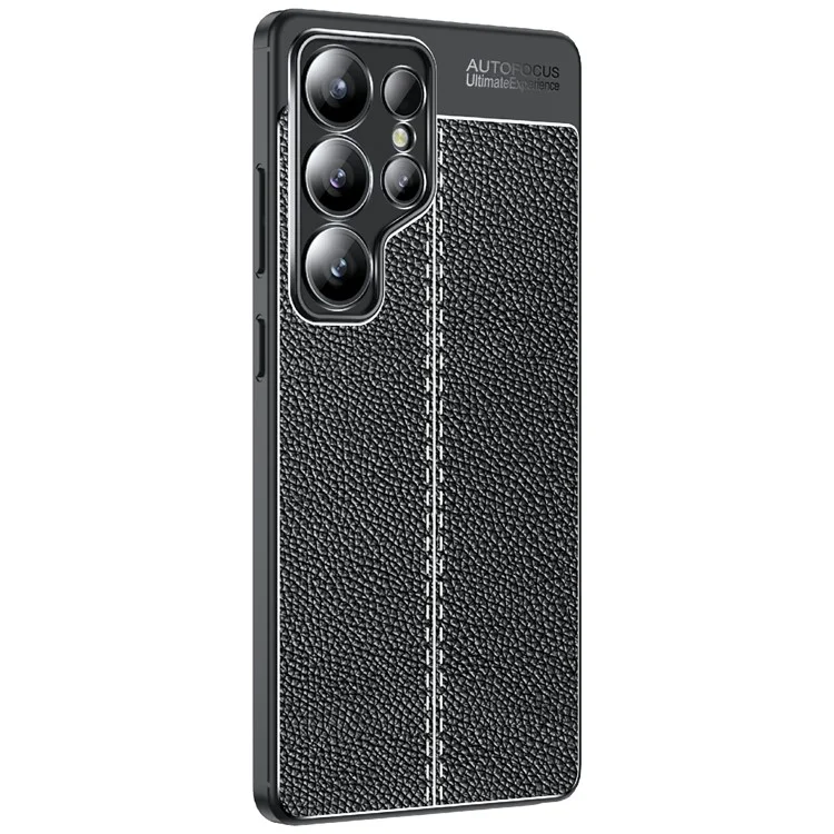Funda para Samsung Galaxy S25 Ultra, textura de litchi TPU flexible, negra