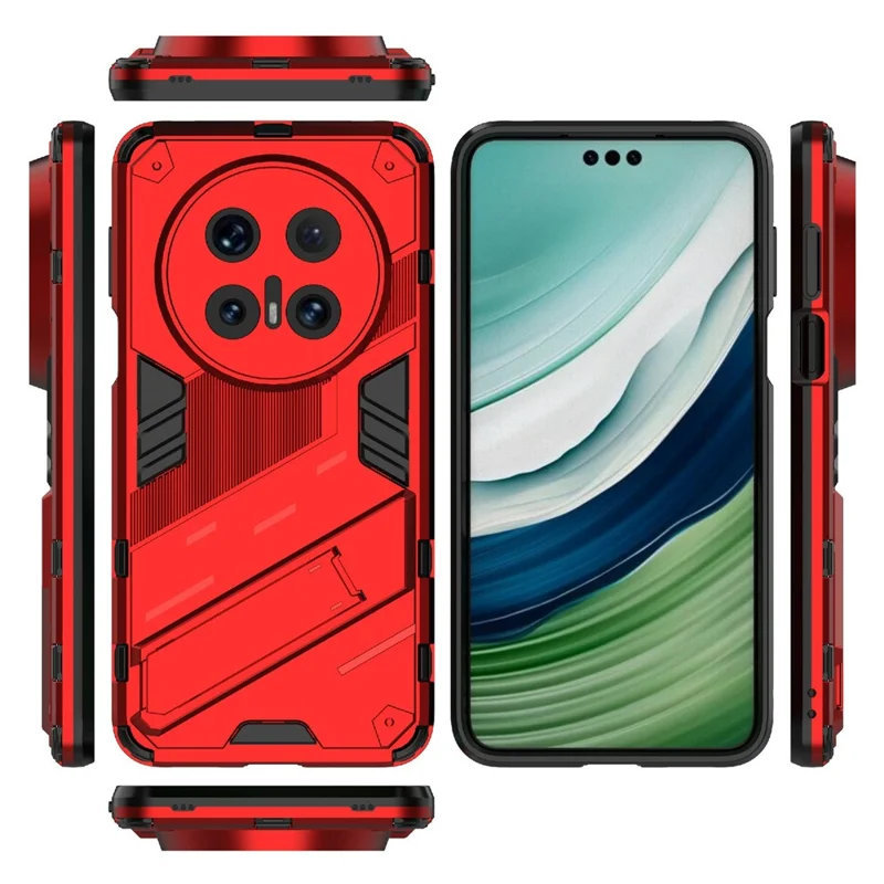 For Huawei Mate 70 Pro+  /  Mate 70 Pro Case PC + TPU Shockproof Phone Cover with Kickstand - Red
