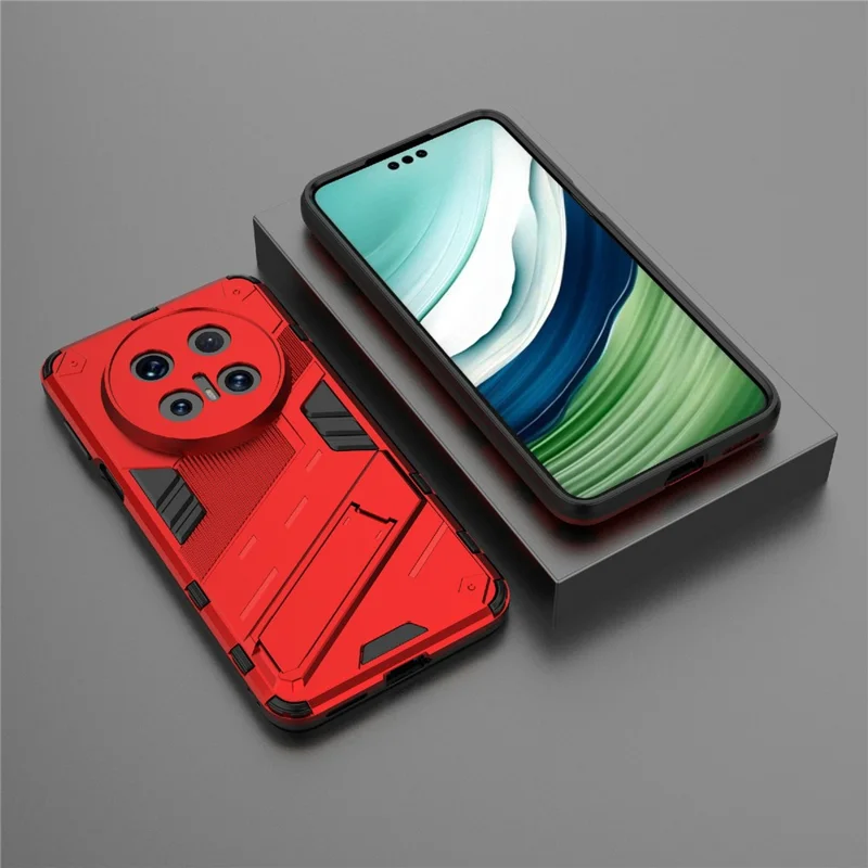 For Huawei Mate 70 Pro+  /  Mate 70 Pro Case PC + TPU Shockproof Phone Cover with Kickstand - Red