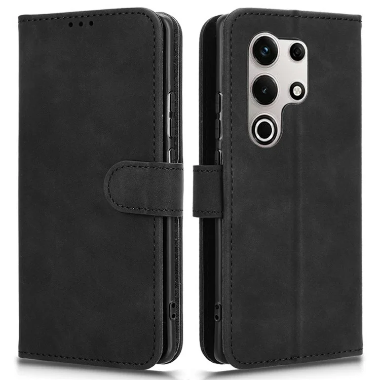 Für itel S25 Ultra Ledertasche Hautgefühl Anti-Drop Wallet Flip Phone Cover - Schwarz