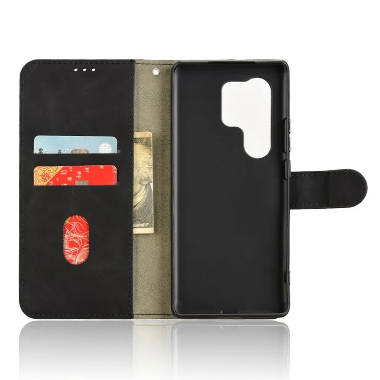 Für itel S25 Ultra Ledertasche Hautgefühl Anti-Drop Wallet Flip Phone Cover - Schwarz