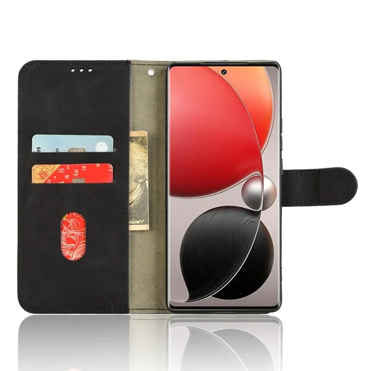 Für itel S25 Ultra Ledertasche Hautgefühl Anti-Drop Wallet Flip Phone Cover - Schwarz