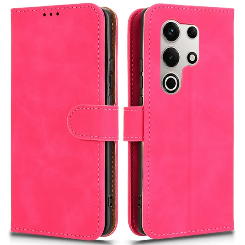 For itel S25 Ultra Leather Case Skin-Feel Anti-Drop Wallet Flip Phone Cover - Rose