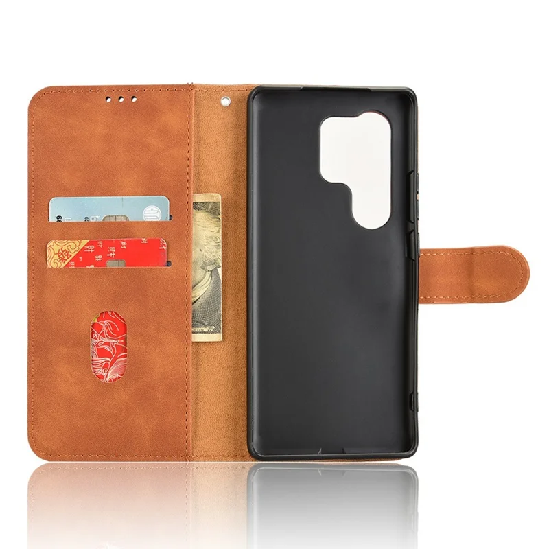 For itel S25 Ultra Leather Case Skin-Feel Anti-Drop Wallet Flip Phone Cover - Brown