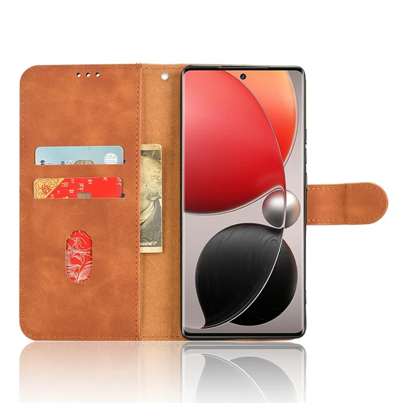 For itel S25 Ultra Leather Case Skin-Feel Anti-Drop Wallet Flip Phone Cover - Brown