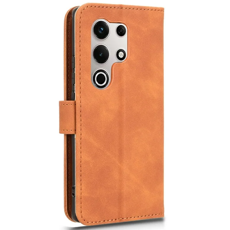 For itel S25 Ultra Leather Case Skin-Feel Anti-Drop Wallet Flip Phone Cover - Brown