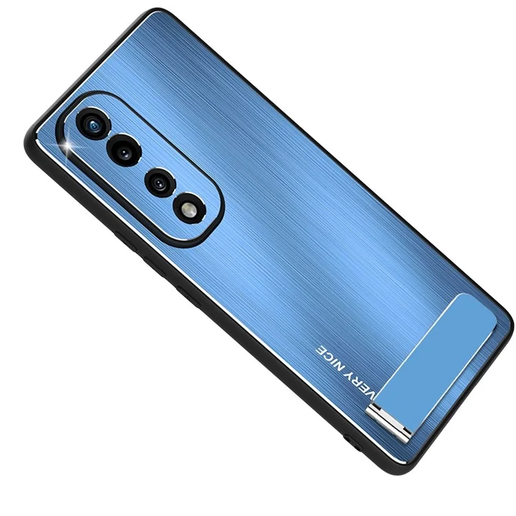 Para Honor 70 Pro 5G TPU Bumper Bumper Aluminit Loy Back Phone Caixa Anti-drop Kickstand Cover - Azul