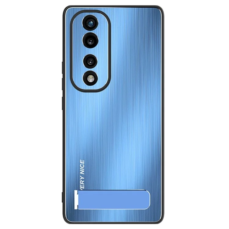Para Honor 70 Pro 5G TPU Bumper Bumper Aluminit Loy Back Phone Caixa Anti-drop Kickstand Cover - Azul