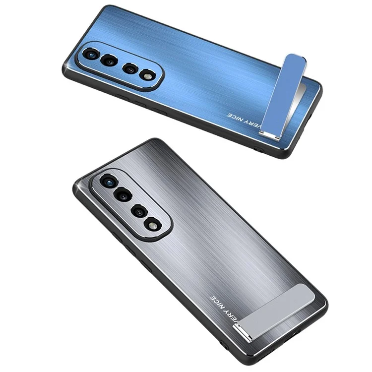Para Honor 70 Pro 5G TPU Bumper Bumper Aluminit Loy Back Phone Caixa Anti-drop Kickstand Cover - Azul