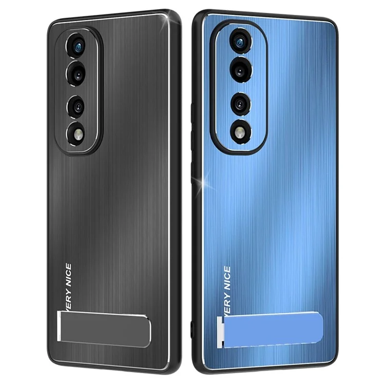 Para Honor 70 Pro 5G TPU Bumper Bumper Aluminit Loy Back Phone Caixa Anti-drop Kickstand Cover - Azul