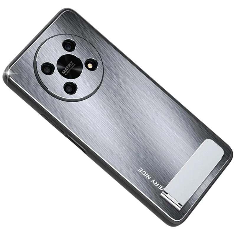 Kickstand Brushed Phone Cover for Honor X30 5G, TPU + Aluminium Alloy Well-protected Case - Silver