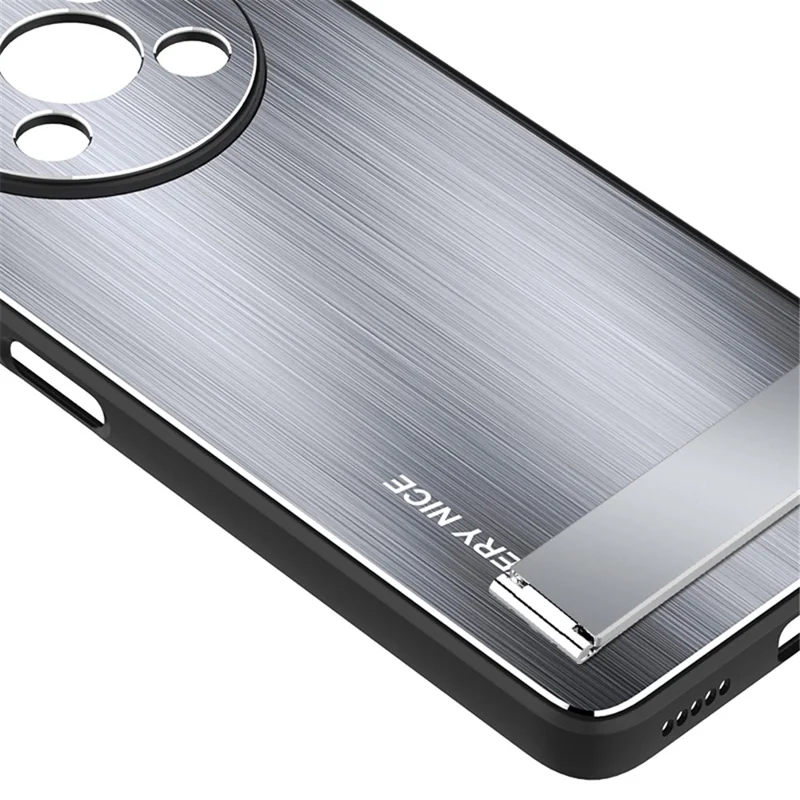 Kickstand Brushed Phone Cover for Honor X30 5G, TPU + Aluminium Alloy Well-protected Case - Silver