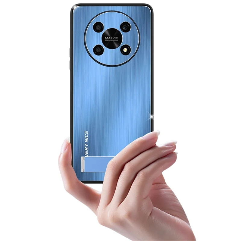 Kickstand Brushed Phone Cover for Honor X30 5G, TPU + Aluminium Alloy Well-protected Case - Silver