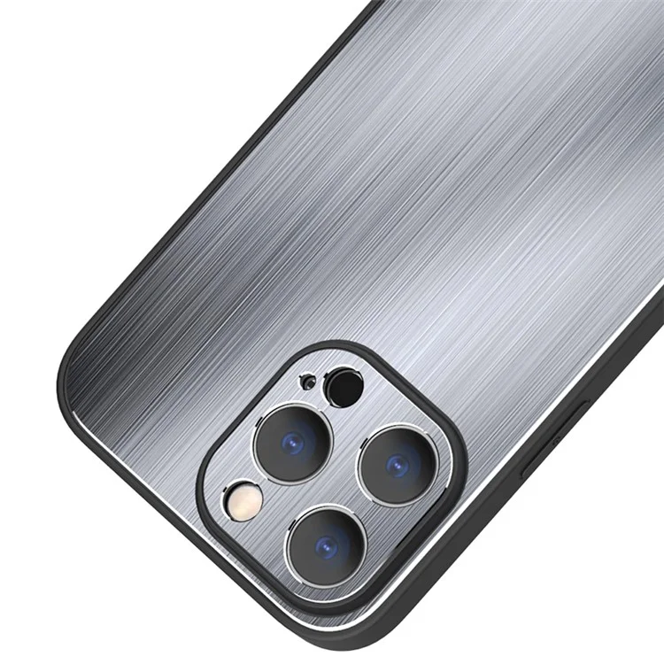 Pour L'iphone 14 Pro Portable Portable Shell Back Brossed Brossed Aluminium Alloy + Tpu Thophop Tephed Case - Bleu
