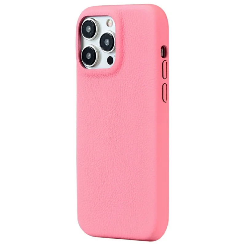For iPhone 14 Pro Max Phone Case Skin Touch Litchi Texture Leather Coated PET Mobile Cover - Deep Pink