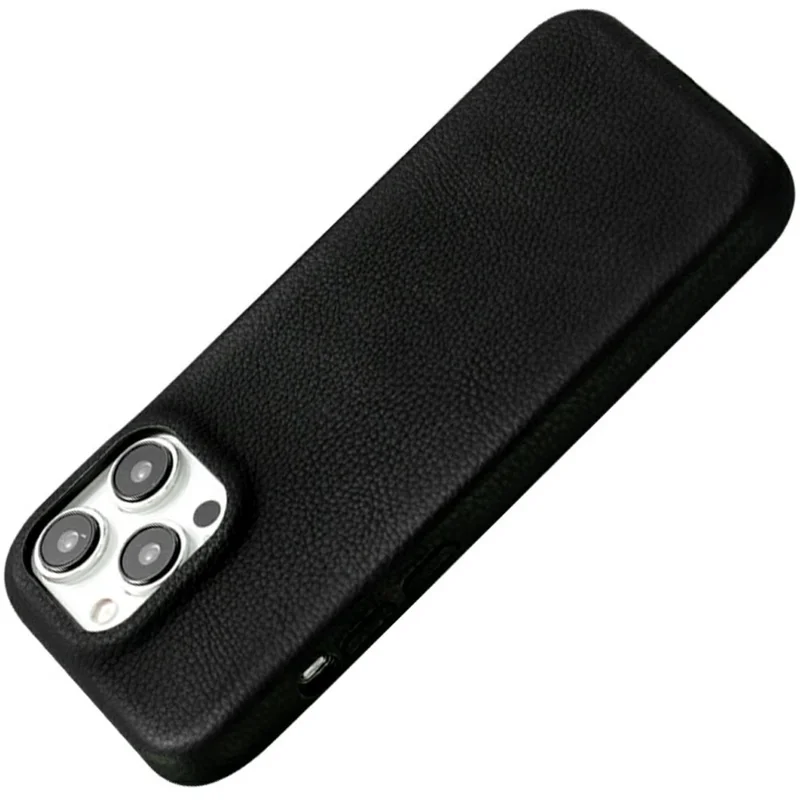 For iPhone 15 Pro Max Phone Case Skin Touch Litchi Texture Leather Coated PET Mobile Cover - Deep Pink