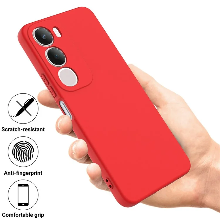 Для vivo Y19s 4G Чехол из жидкого силикона Чехол для телефона с ремешком на руку - Красный