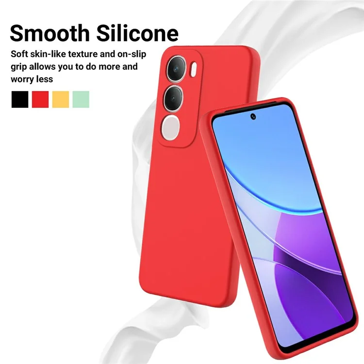 Для vivo Y19s 4G Чехол из жидкого силикона Чехол для телефона с ремешком на руку - Красный