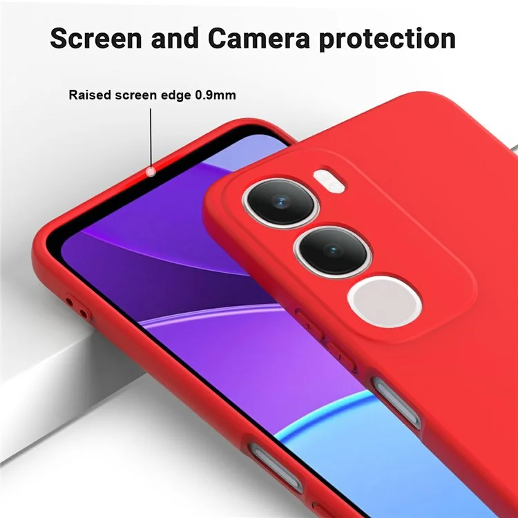 Для vivo Y19s 4G Чехол из жидкого силикона Чехол для телефона с ремешком на руку - Красный