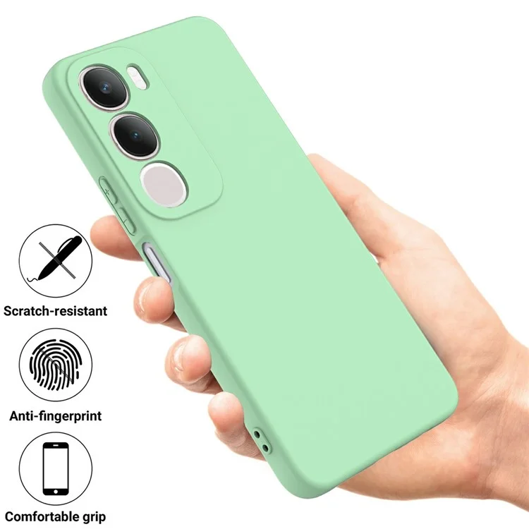 Für vivo Y19s 4G Hülle Flüssiger Silikon-Handyhülle mit Handschlaufe - Grün