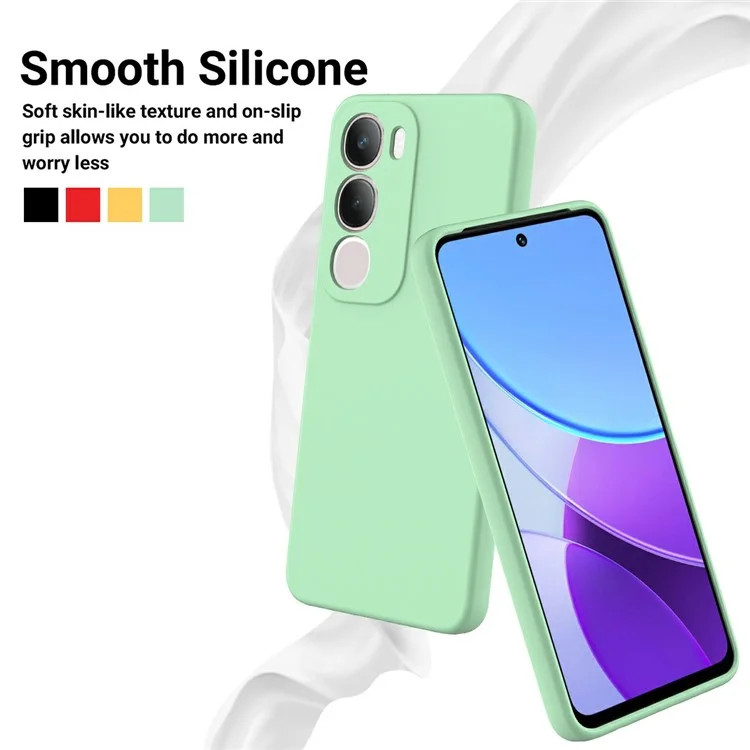 Für vivo Y19s 4G Hülle Flüssiger Silikon-Handyhülle mit Handschlaufe - Grün
